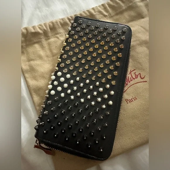 Christian Louboutin Panettone Spiked Black Wallet - Picture 3 of 14